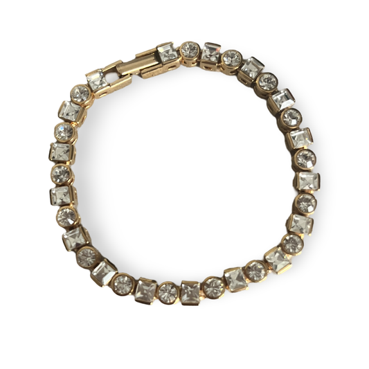 1990s - Gold Plated Swaroski Tennis Bracelet
