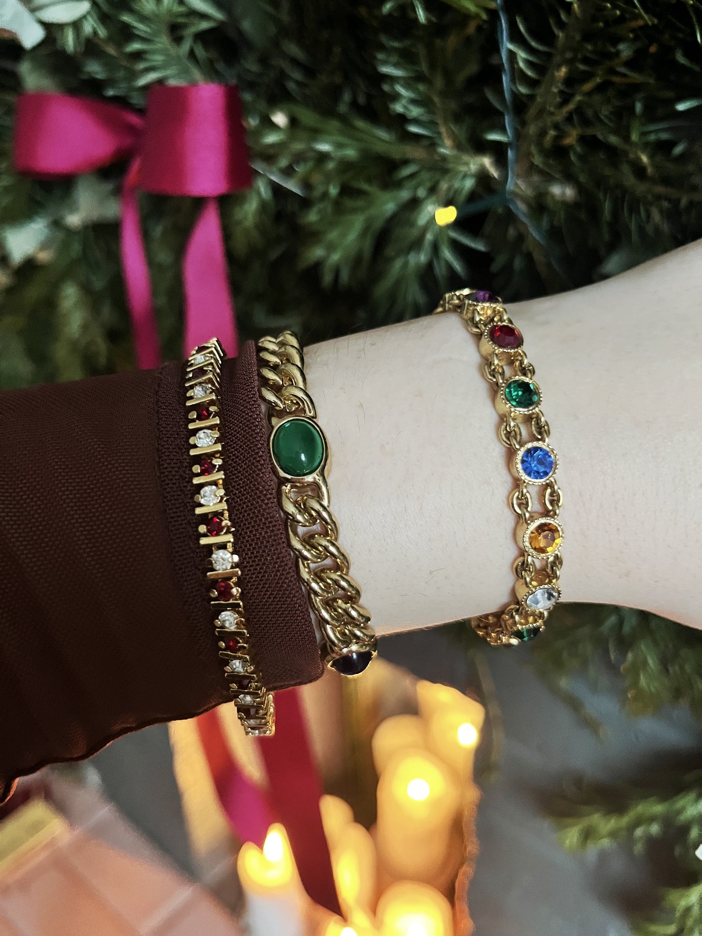 1990s - Gold Plated Multi Coloured Bracelet