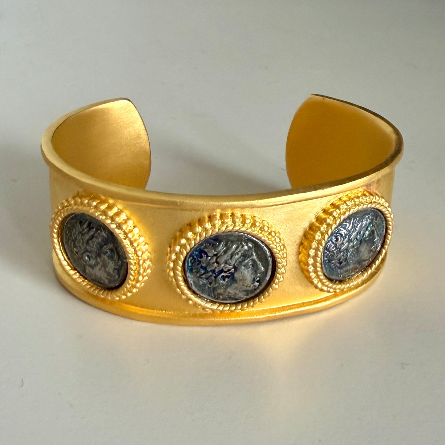 1990s Gold Plated Coin Cuff Bracelet