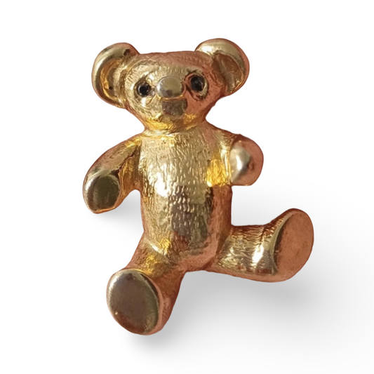 1990s Gold Plated Teddy Bear Brooch - Sphinx