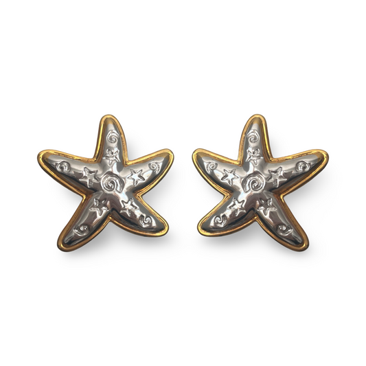 1990s Large Starfish Earrings - Post