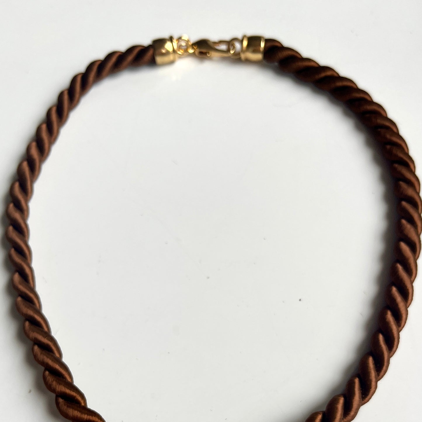 1990s Cabouchon 90s Satin Rope Necklace - Brown (Necklace only)