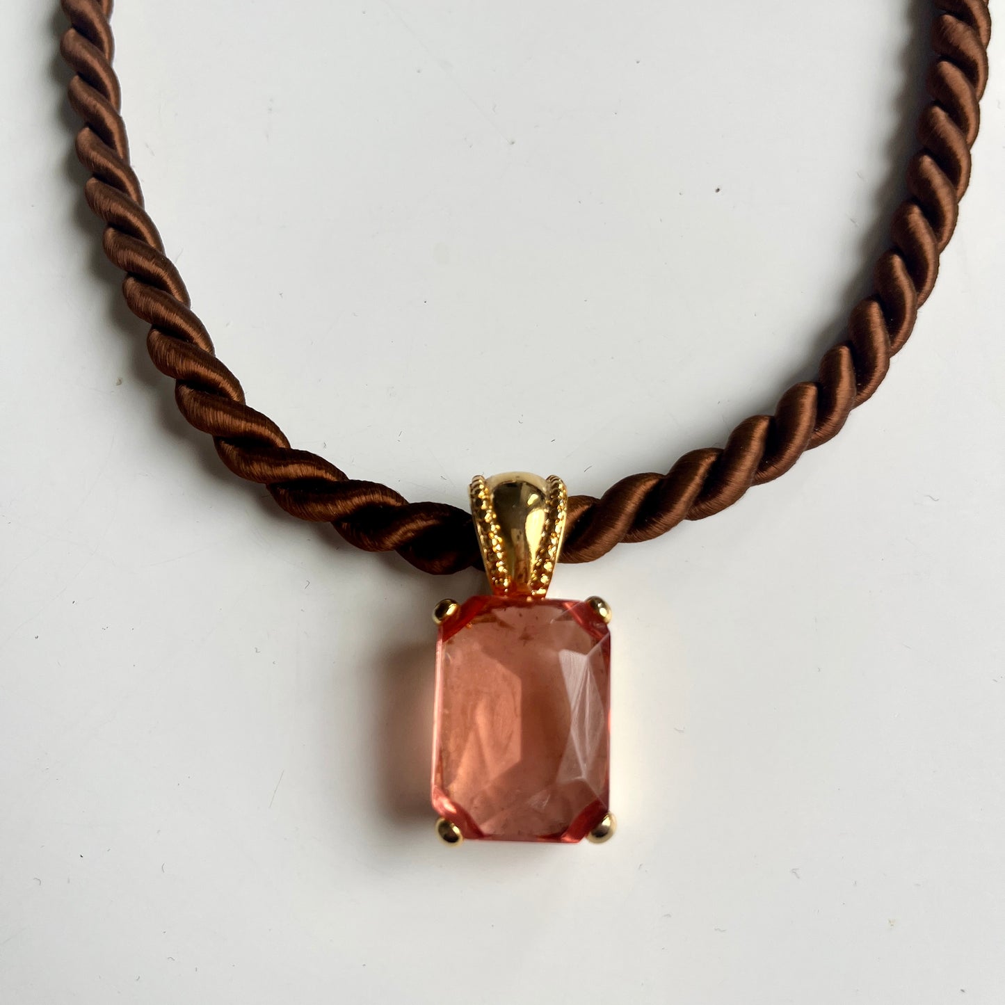 1990s Cabouchon 90s Satin Rope Necklace - Brown (Necklace only)