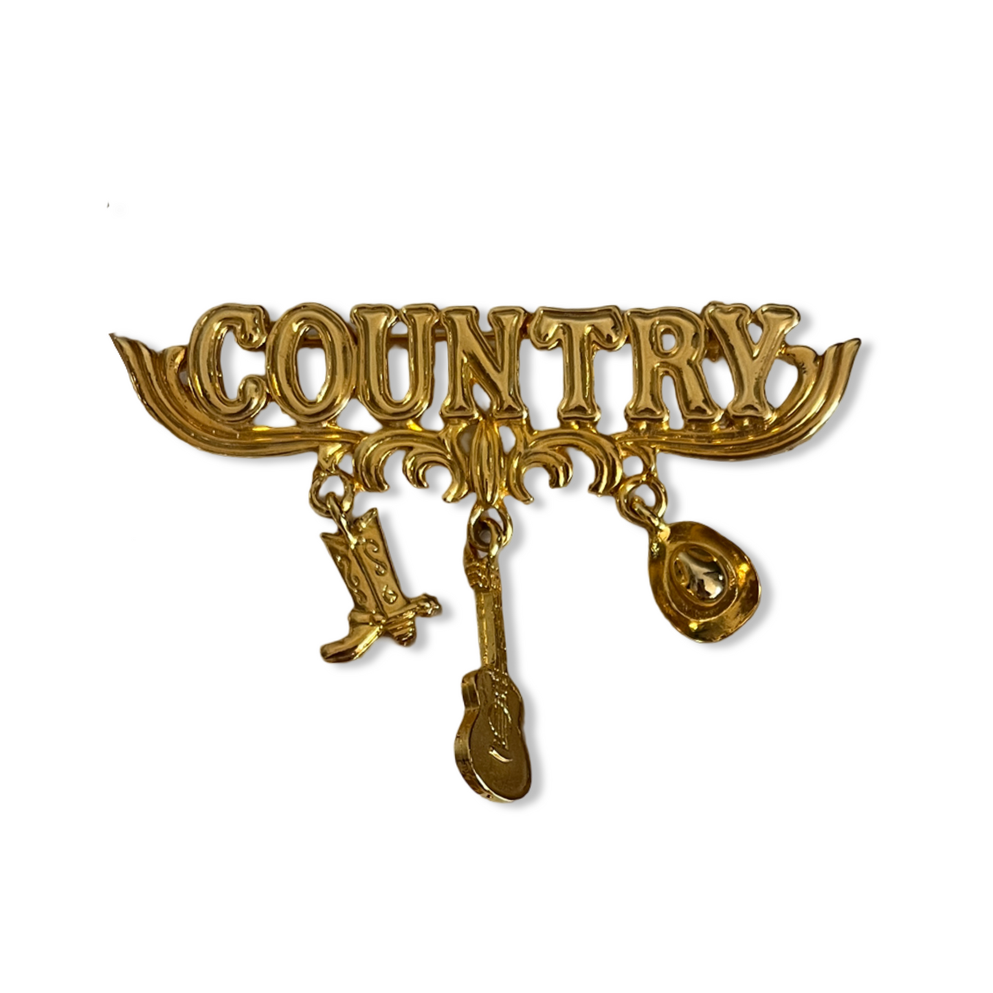 1990s Gold Plated Country Music Brooch
