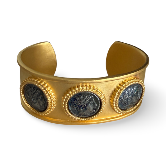 1990s Gold Plated Coin Cuff Bracelet