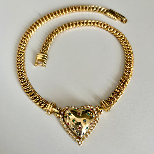 1990s Heart Swarovski Necklace