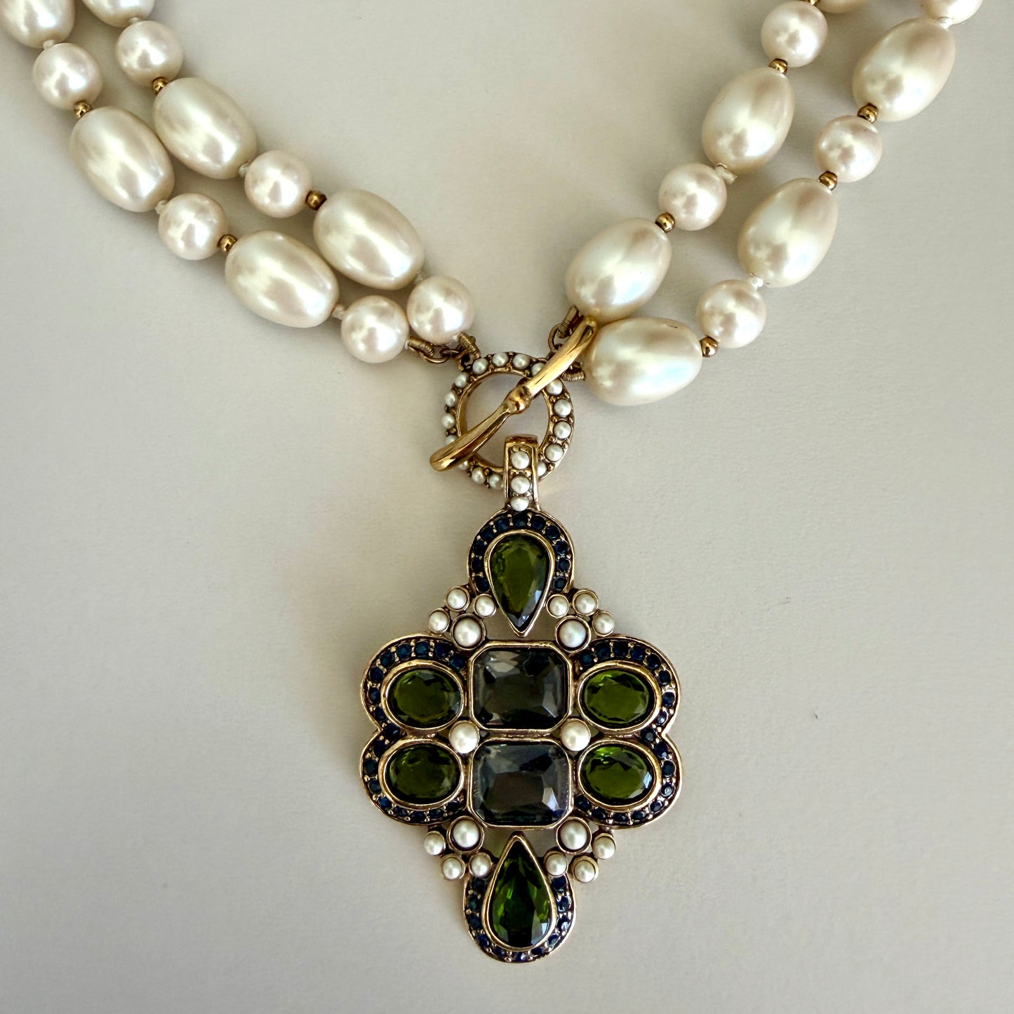 1990s MONET Pearl Cross Necklace