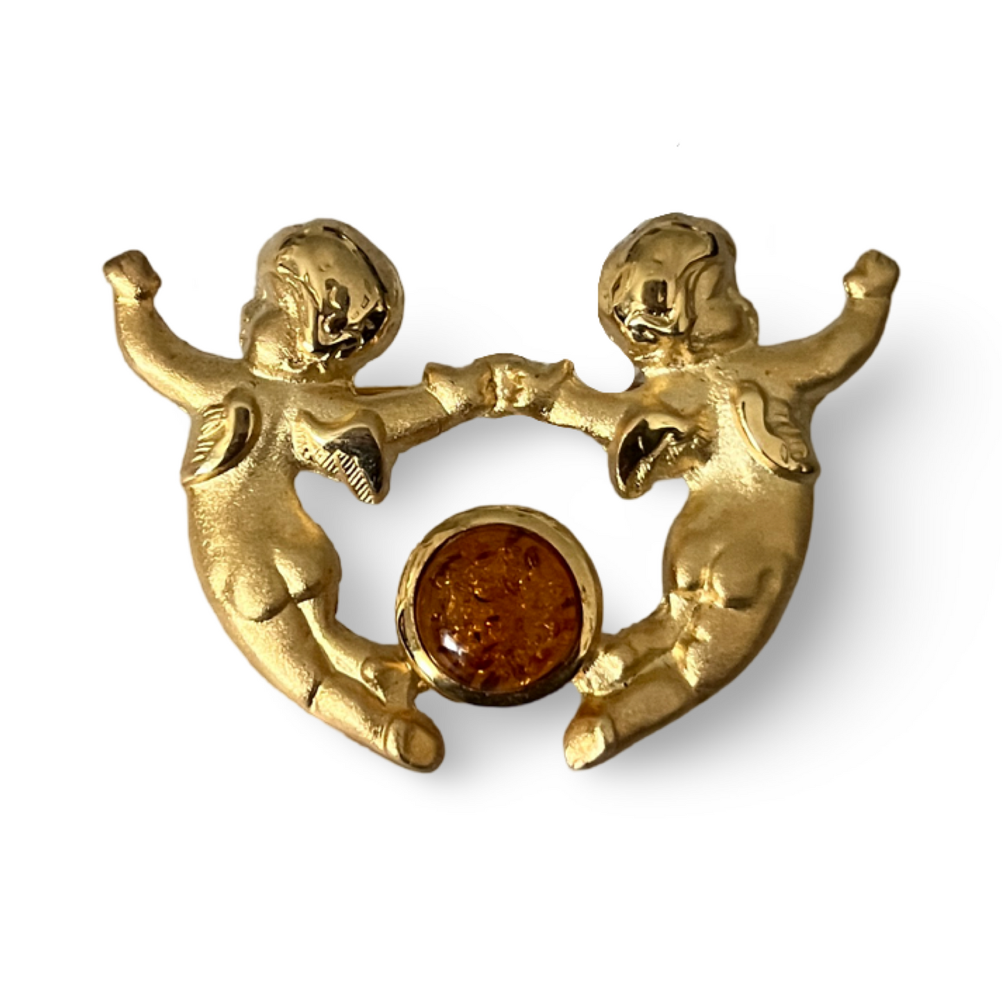 1980s Gold Plated Cherub Brooch