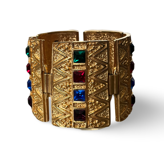 1990s Sphinx Gold Plated Cuff Bracelet