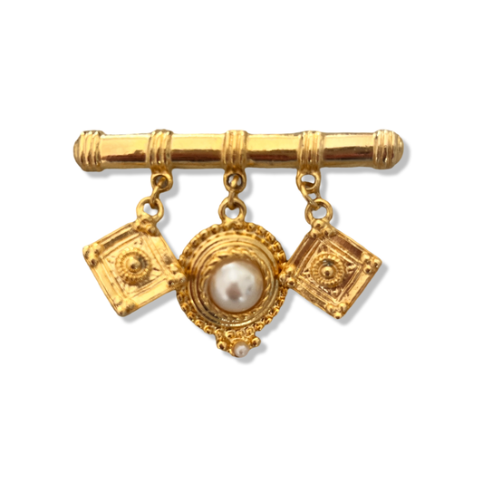 1990s Gold Plated Bar Brooch