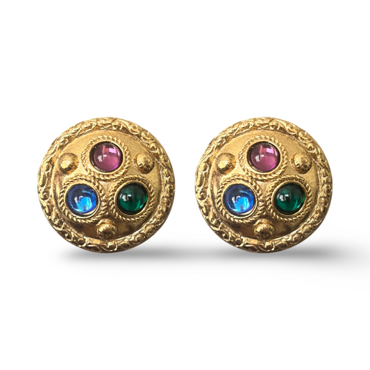 1990s Sphinx Etruscan Earrings - Clip On