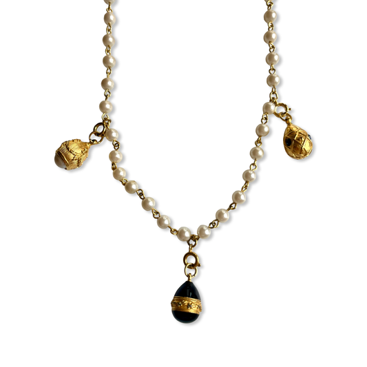 1990s Pearl Interchangeable Egg Necklace - Joan Rivers