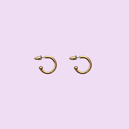 1990s Small Gold Plated Hoop Earrings - Post