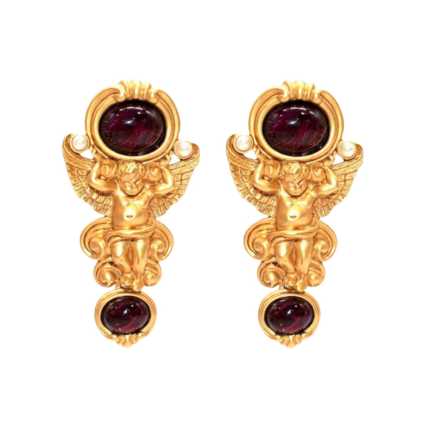 1980s Elizabeth Taylor Cherub Earrings - Clip On