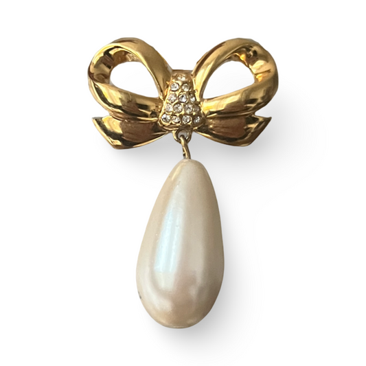 1990s Gold Plated Bow Brooch