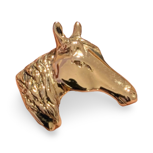 1990s Gold Plated Horse Head Brooch