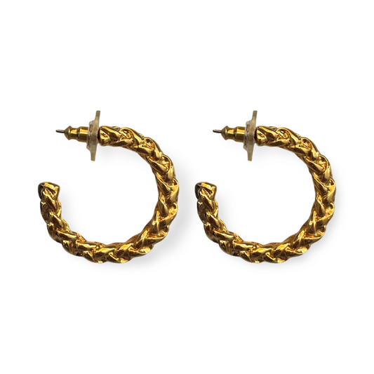 1990s Chunky Plait Hoop Earrings - Post