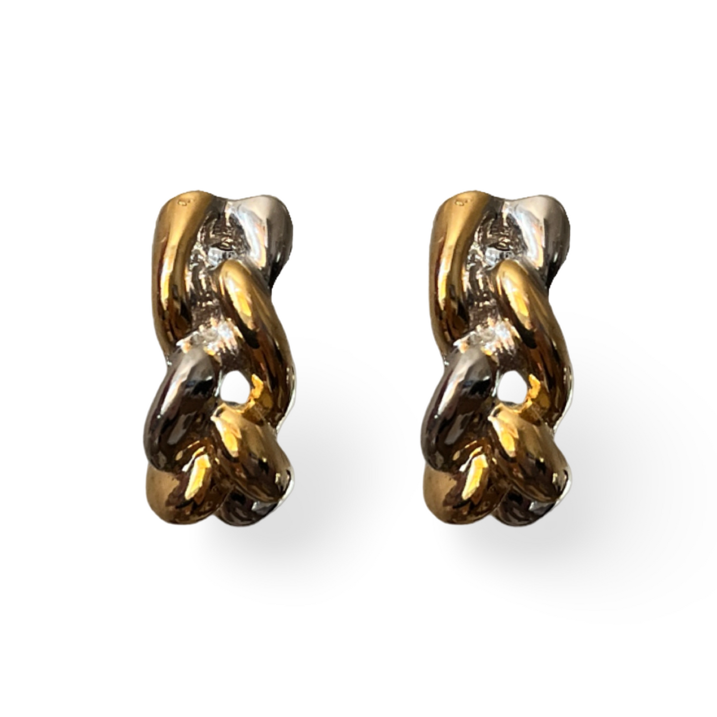 1990s Mixed Metal Plait Earrings - Post