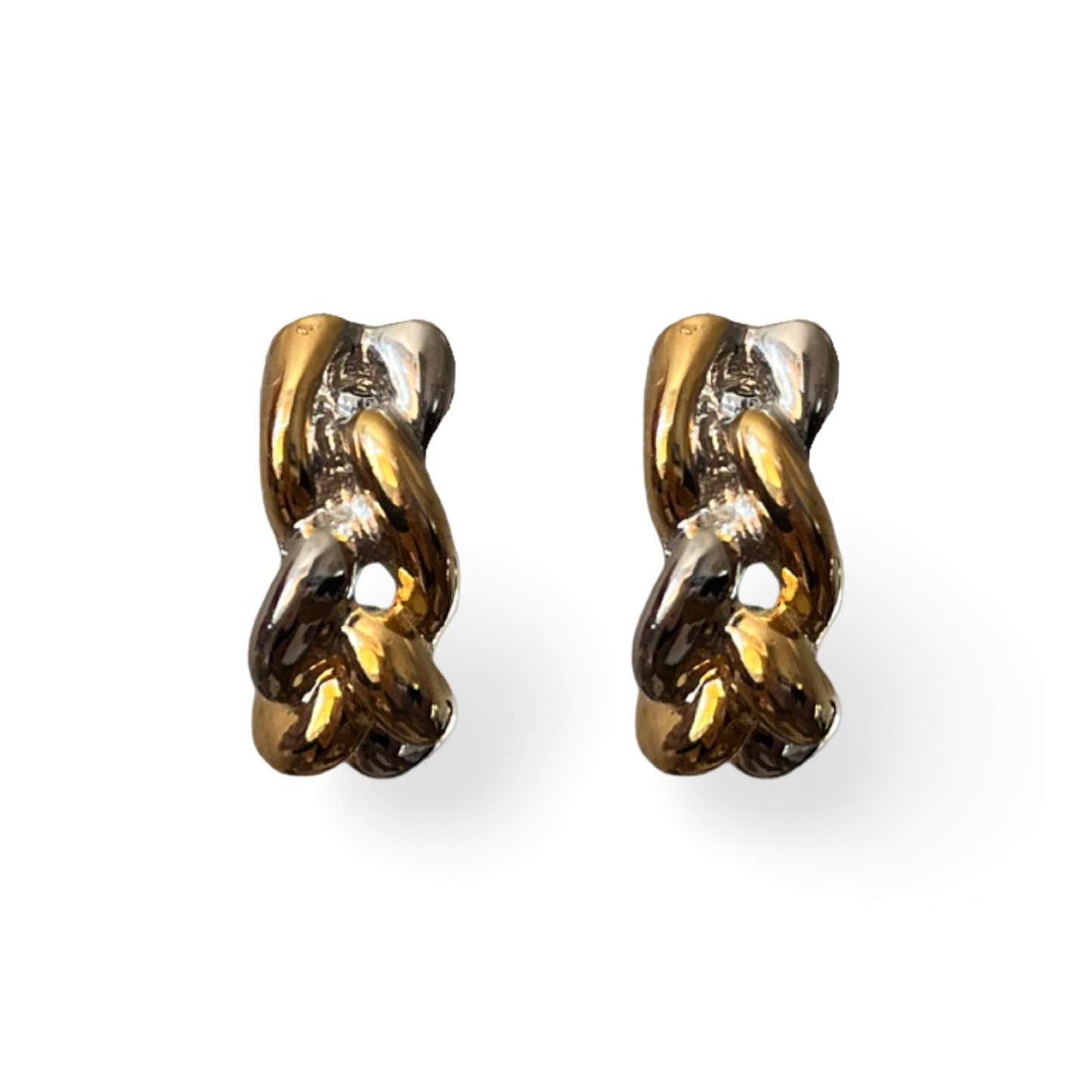 1990s Mixed Metal Plait Earrings - Post