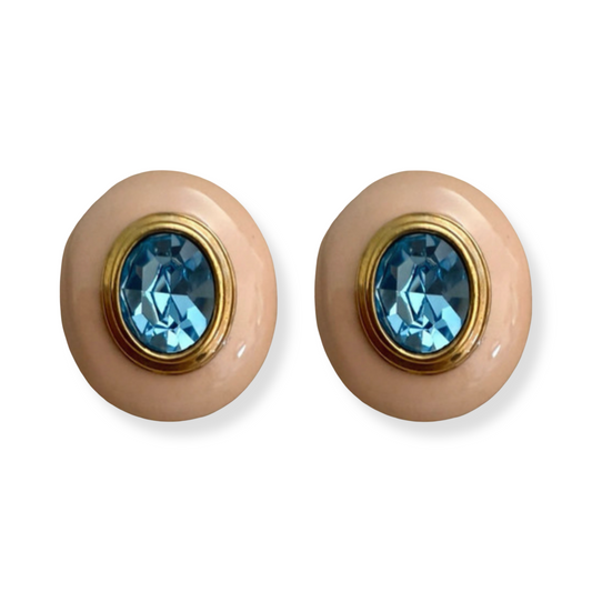 1990s Pink Enamel Earrings - Pierced