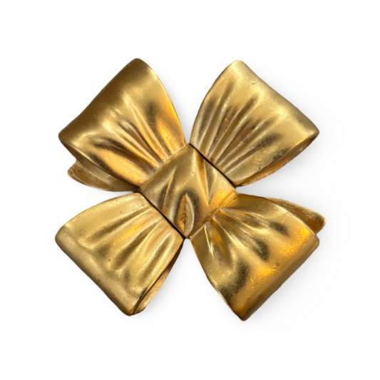 1990s Gold Plated Bow Brooch