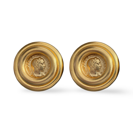 1990s Matte Gold Plated Coin Earrings- Clip On