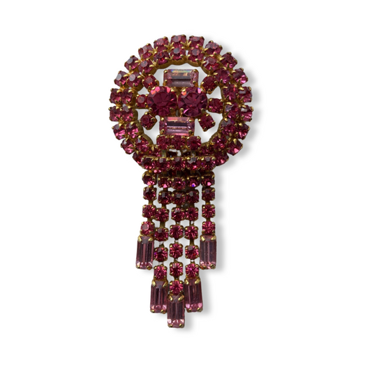 1960s Pink Diamante Brooch