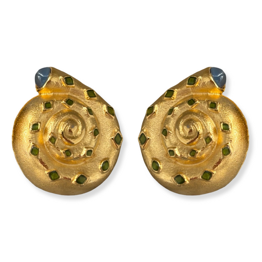 1990s Matte Gold Leslie Block Earrings - Clip on