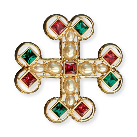 1990s Joan Rivers Maltese Cross Brooch