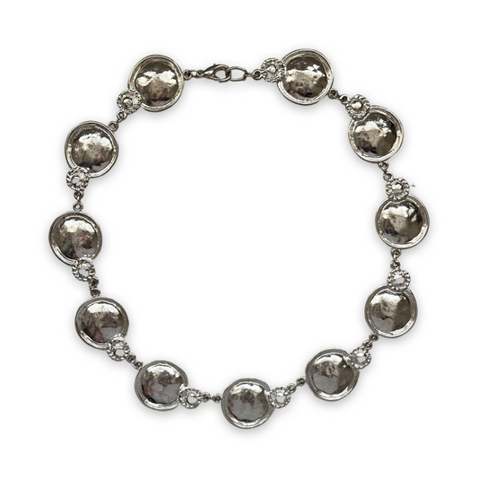 1990s Etruscan Revival Silver Flower Necklace