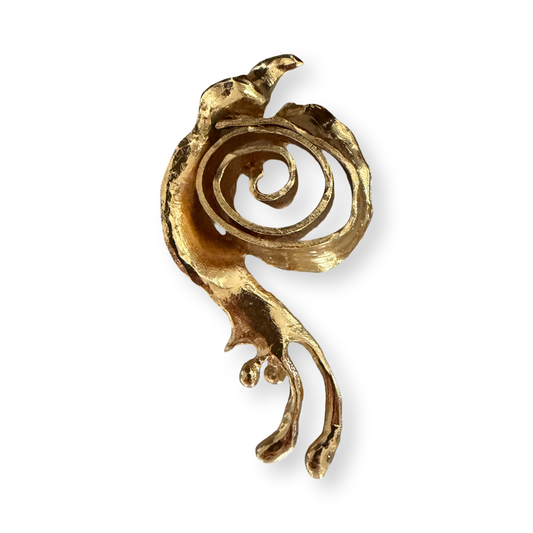 1990s Gold Plated Abstract Brooch