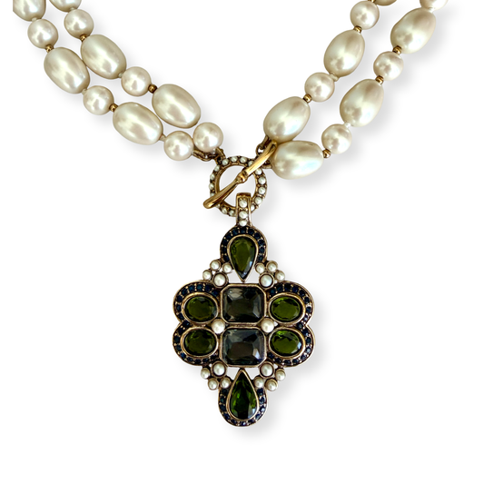 1990s MONET Pearl Cross Necklace