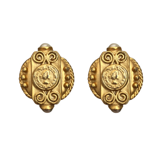 1990s Greek Statement Earrings- Clip on