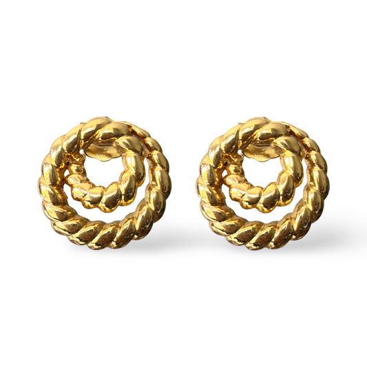 1990s Monet Rope Swirl Earrings - Post