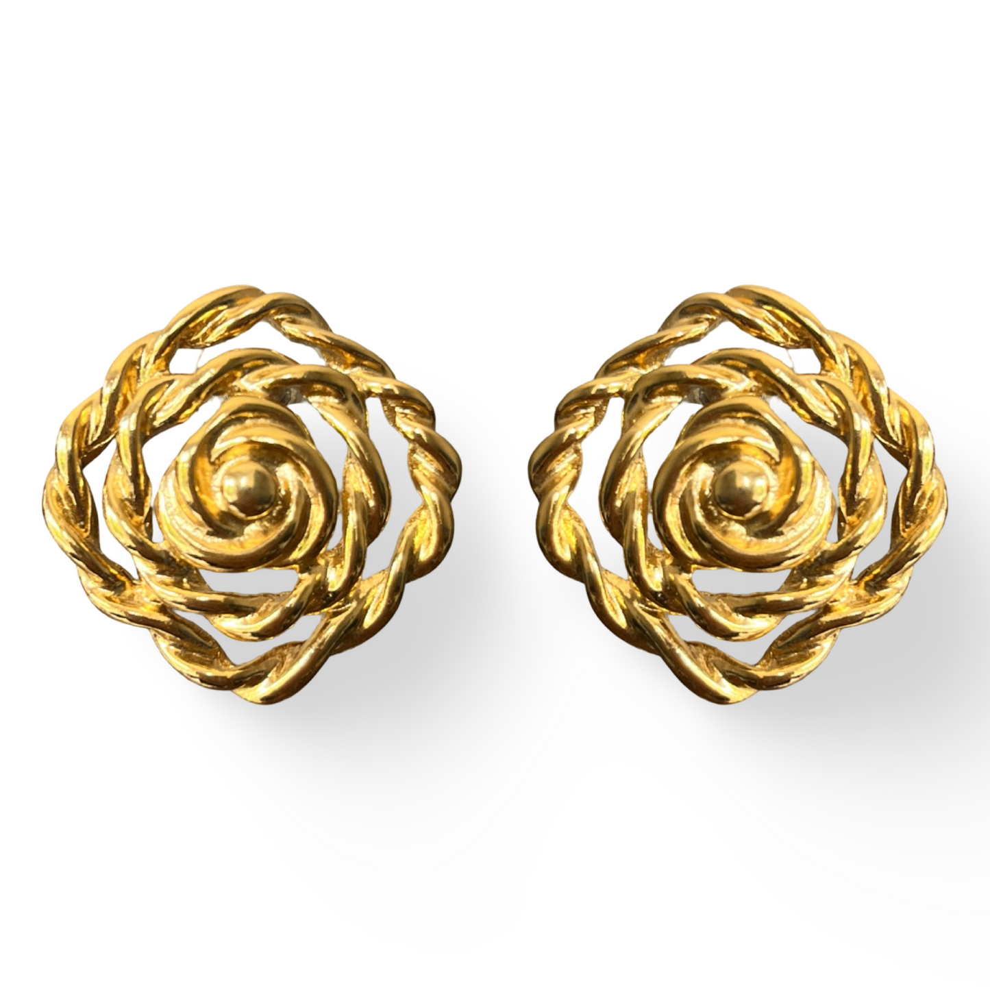 1990s Gold Monet Rope Earrings - Post