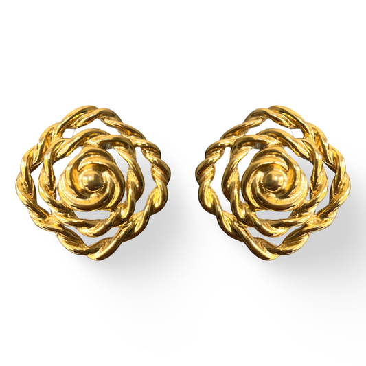 1990s Gold Monet Rope Earrings - Post