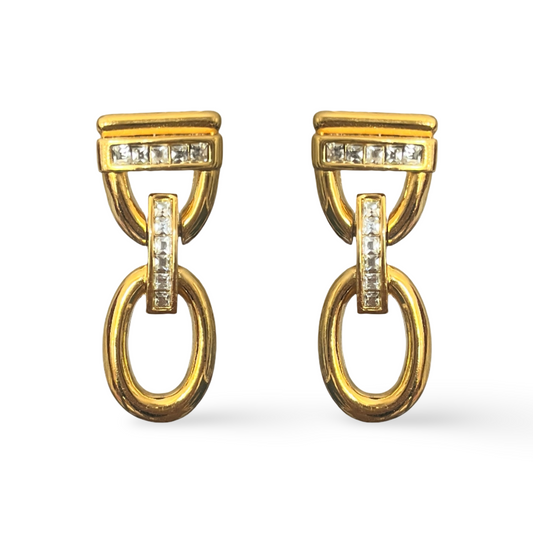 1990s Gold Plated Sphinx Earrings - Post