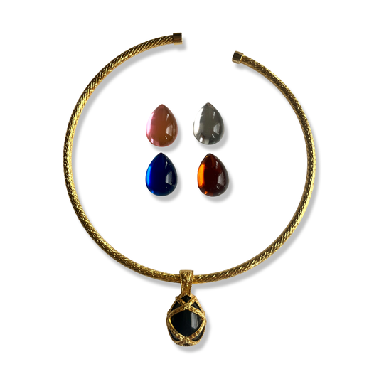 1990s Gold Plated Interchangeable Egg Collar Necklace - Joan Rivers