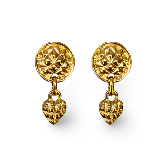 1990s Small Quilted Earrings - Post