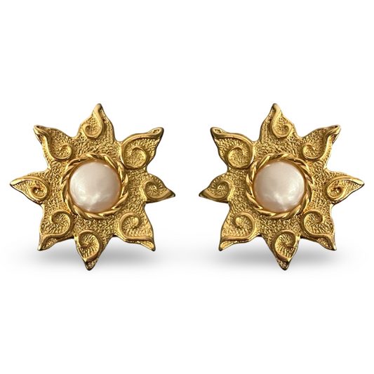 1990s Large 2 in 1 Sun Earrings - Clip On