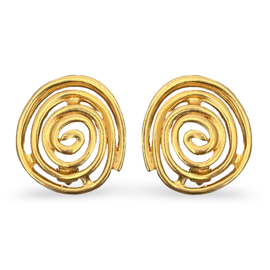 1990s Oversized Swirl Statement Earrings - Clip on