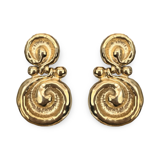 1990s Oversized Swirl Statement Earrings - Clip on