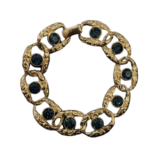 1990s Gold Plated Faux Sapphire Bracelet