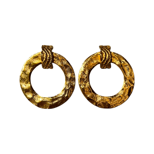 1990s Large Gold Plated Statement Earrings - Post