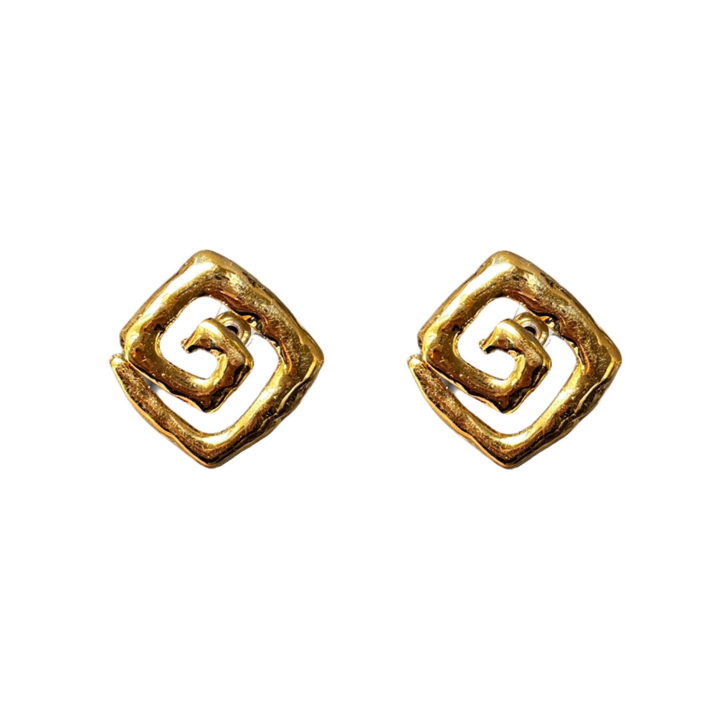 1990s Large Swirl Stud Earrings - Post