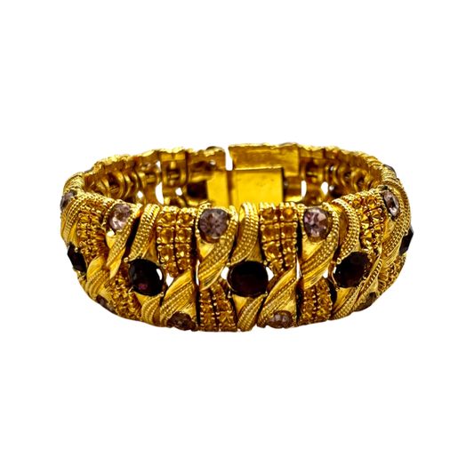 1980s Chunky Statement Bracelet with Faux Amethysts