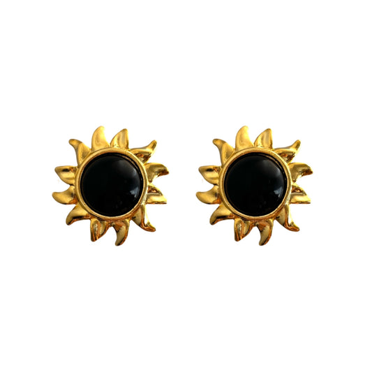 1990s Sun Enamel Earrings - Clip on