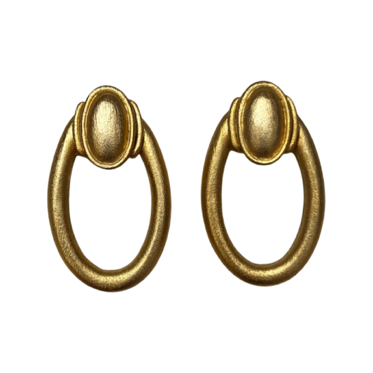 1990s Gold Plated Door Knocker Earrings - Post