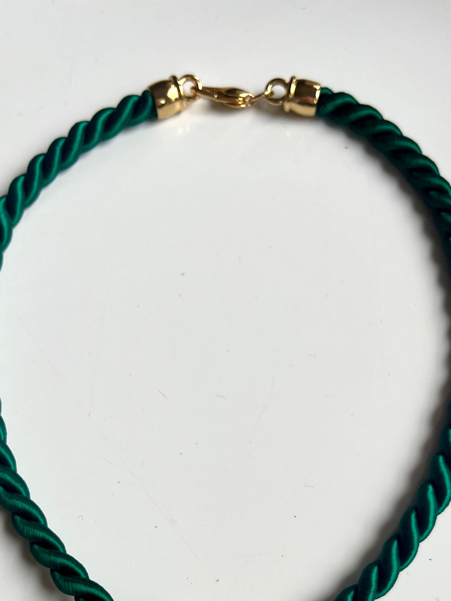 1990s Cabouchon 90s Satin Rope Necklace - Green (Necklace only)