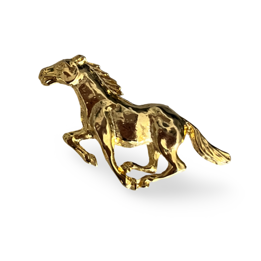 1990s Gold Plated Horse Brooch